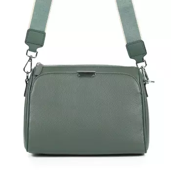 Зеленая сумка мессенджер из гладкой кожи