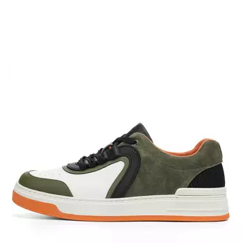 Зелено-белые кеды из кожи