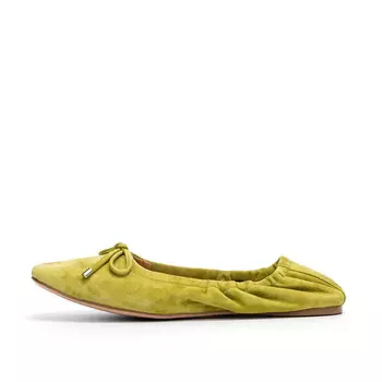 Зеленые балетки из кожи