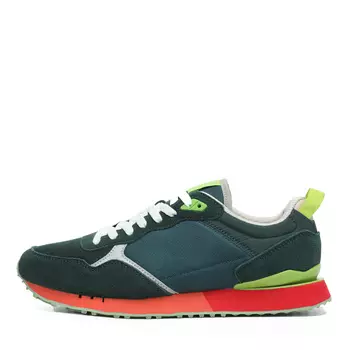 Зеленые кроссовки из кожи и текстиля