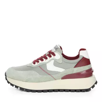 Зеленые кроссовки из кожи и текстиля