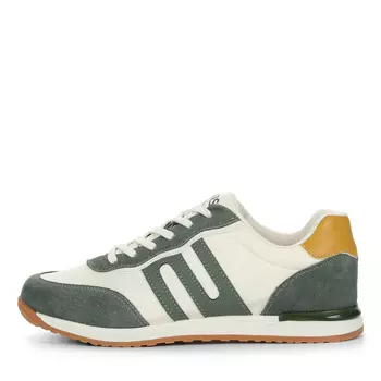 Зеленые кроссовки из кожи и текстиля