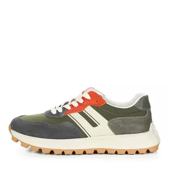 Зеленые кроссовки из текстиля и кожи