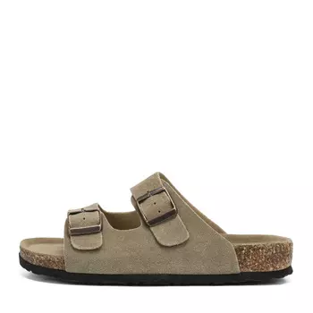 Зеленые шлепанцы из гладкой кожи