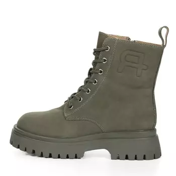 Зеленые утепленные ботинки из нубука