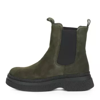 Зеленые утепленные челси из натурального велюра