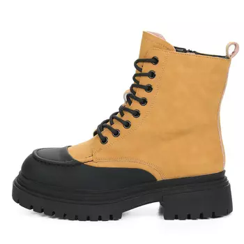 Желтые утепленные ботинки из кожи