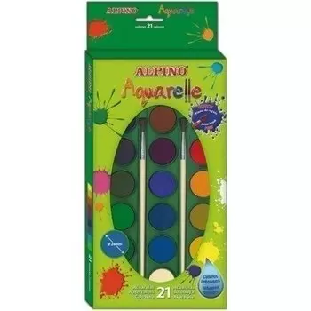 Акварельные краски, 21 цвет + 2 кисточки