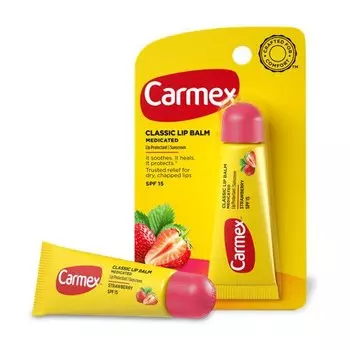 Бальзам для губ Carmex, клубничный, с защитным фактором SPF 15