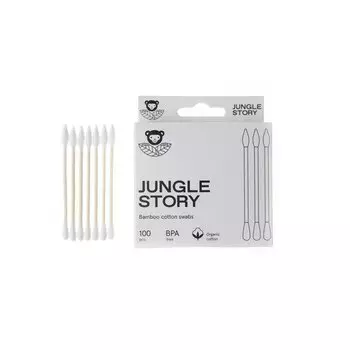 Бамбуковые ватные палочки Jungle Story c белым ультра мягким хлопком