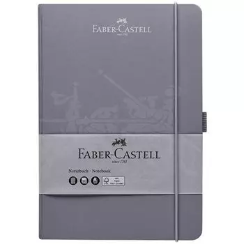 Бизнес-блокнот Faber-Castell, 194 листа, матовая ламинация, тиснение ВД-лаком, A5, бархатный серый