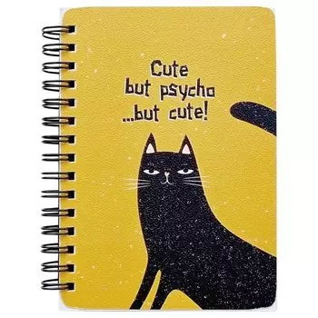 Блокнот Be Smart, коллекция Silly Черный кот, 102 х 142 мм, 120 листов, в клетку, на спирали