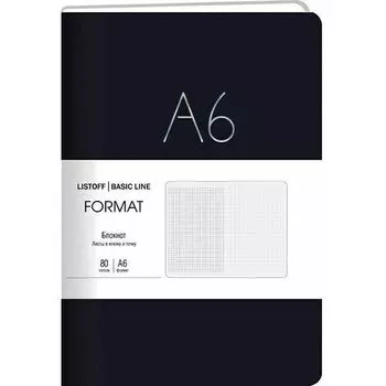 Блокнот для записей Listoff, 80 листов, в клетку, А6+