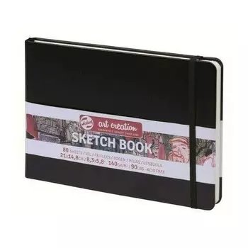 Блокнот для зарисовок Art Creation, твердая обложка, 80 листов, 140г/кв.м, 21 х 14.8 см, черный