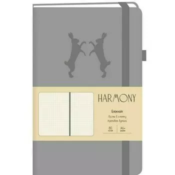 Блокнот Канц-Эксмо Harmony, 80 листов, в клетку, А6+, серый