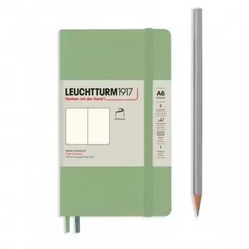 Блокнот Leuchtturm Pocket, 61 лист, без линовки, зеленый шалфей, А6