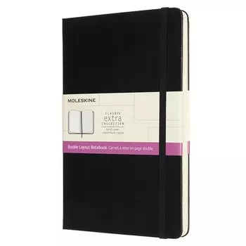 Блокнот Moleskine Classic Double Large, 130 х 210 мм, 240 страниц, линейка,/нелинованный, твердая обложка, черный