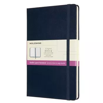 Блокнот Moleskine Classic Double Large, 130 х 210 мм, 240 страниц, линейка,/нелинованный, твердая обложка, синий
