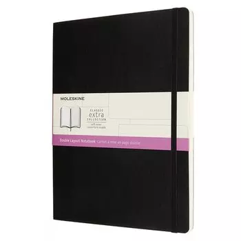 Блокнот Moleskine Classic Soft Double XLarge, 190 х 250 мм, 192 страниц, линейка,/нелинованный, мягкая обложка, черный