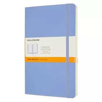 Блокнот Moleskine Classic Soft Large, 130 х 210 мм, 192 страниц, линейка, мягкая обложка, голубая гортензия