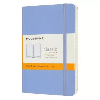 Блокнот Moleskine Classic Soft Pocket, 90 х 140 мм, 192 страниц, линейка, мягкая обложка, голубая гортензия