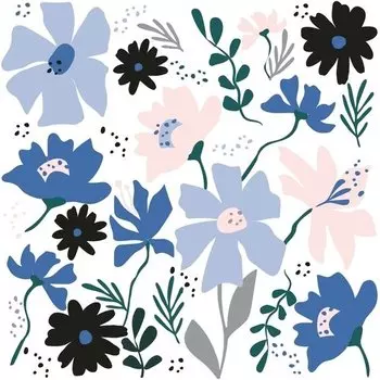 Бумага упаковочная для подарков Be Smart Sentiment Синие цветы, 70х100 см