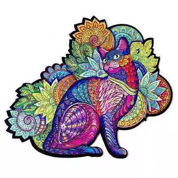 Деревянный пазл Zufa с двухслойной крышкой Кошка, M