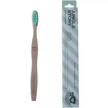 Детская зубная щетка, бамбуковая, с мягкими щетинками, зеленая