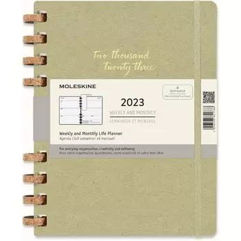 Еженедельник датированный Moleskine Spiral XL, 200 страниц, на спирали, оливковый