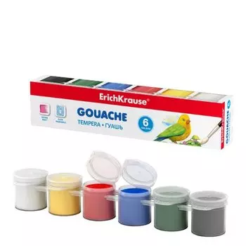 Гуашь Erich Krause, 6 цветов по 15 мл