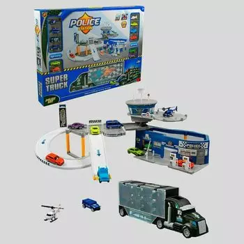 Игровой набор OS Полицейский участок + Трейлер, 12 машинок