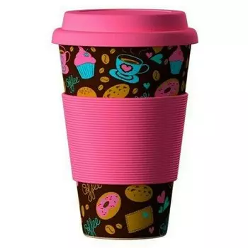 ЭКО Стакан из бамбукового волокна BambooCup "Пончики-Донатс", 400 мл