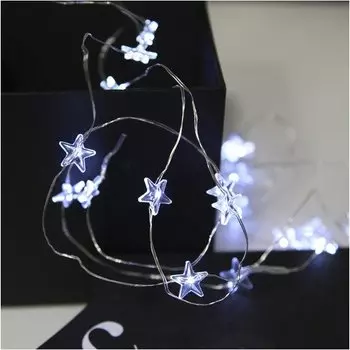 Электрическая гирлянда Звезды, холодный белый, 1,1 м
