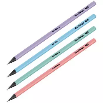 Карандаш чернографитовый Berlingo Instinct HB, трехгранный, заточенный, в ассортименте