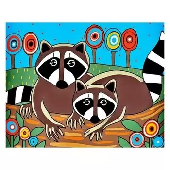 Картина на холсте по номерам "Еноты Карлы Жерар", 13 х 16,5 см