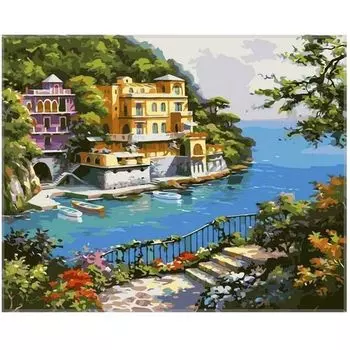 Картина по номерам Dell' Arte "Дом у моря", на холсте, 40х50 см