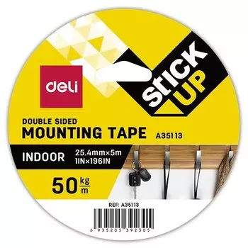 Клейкая лента монтажная двусторонняя "Deli", 5 м, белая