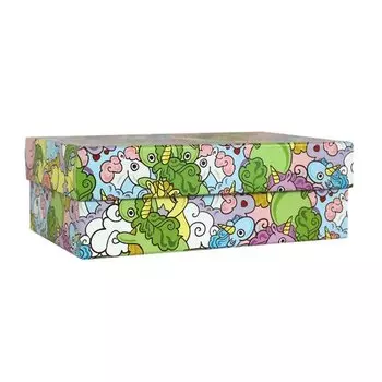 Коробка подарочная "Цветные единороги", 19 х 12 х 7 см