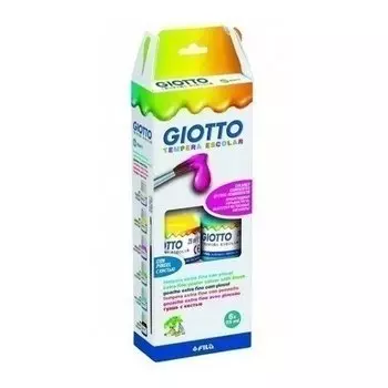 Краски "Giotto Tempera Escolar" с кистью, 6 цветов