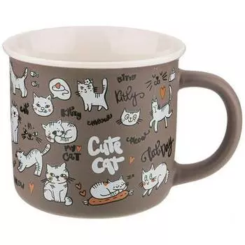 Кружка Lefard Котомания, 400 мл, коричневая