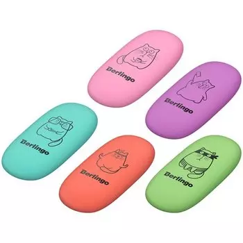 Ластик Berlingo Lazy Cats, овальный, термопластичная резина, 4,9 х 2,3 х 9 см, в ассортименте