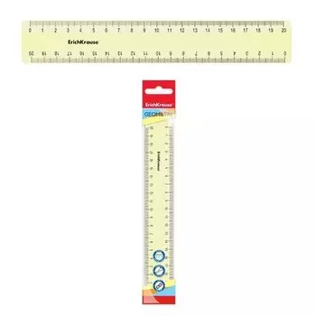 Линейка пластиковая ErichKrause Pastel, 20 см, желтая