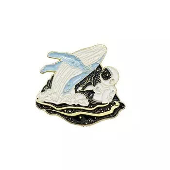 Металлический значок Krumpy Socks Астронавт и кит