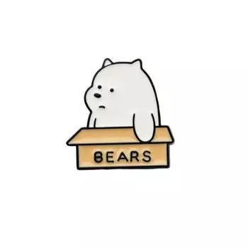 Металлический значок Krumpy Socks Bear Box Белый миша