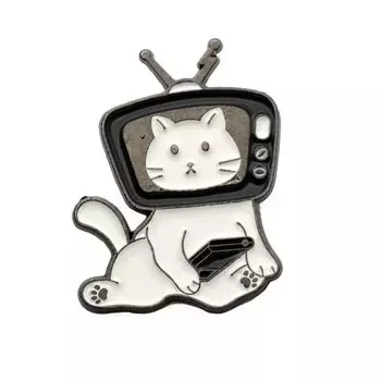 Металлический значок Krumpy Socks Кот в телевизоре