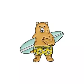 Металлический значок Krumpy Socks Мишка-Сёрф