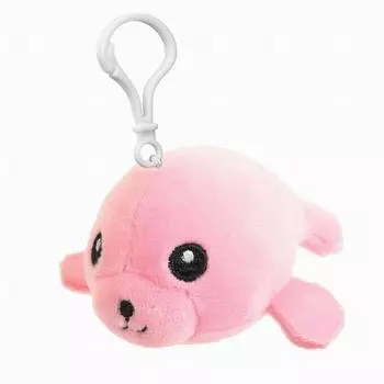Мягкая игрушка с пластиковым карабином ABtoys Supersoft Mini Тюлень розовый, 7 см
