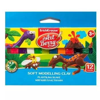 Мягкий пластилин Erich Krause Artberry с Алоэ Вера, 12 цветов, 180 г