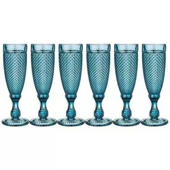 Набор бокалов для шампанского Lefard Muza Color Гранат, 150 мл, голубой, 6 шт