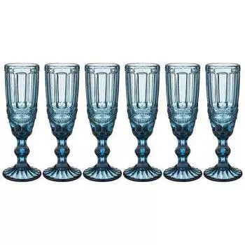 Набор бокалов для шампанского Lefard Muza Color Серпентина, 150 мл, голубой, 6 шт